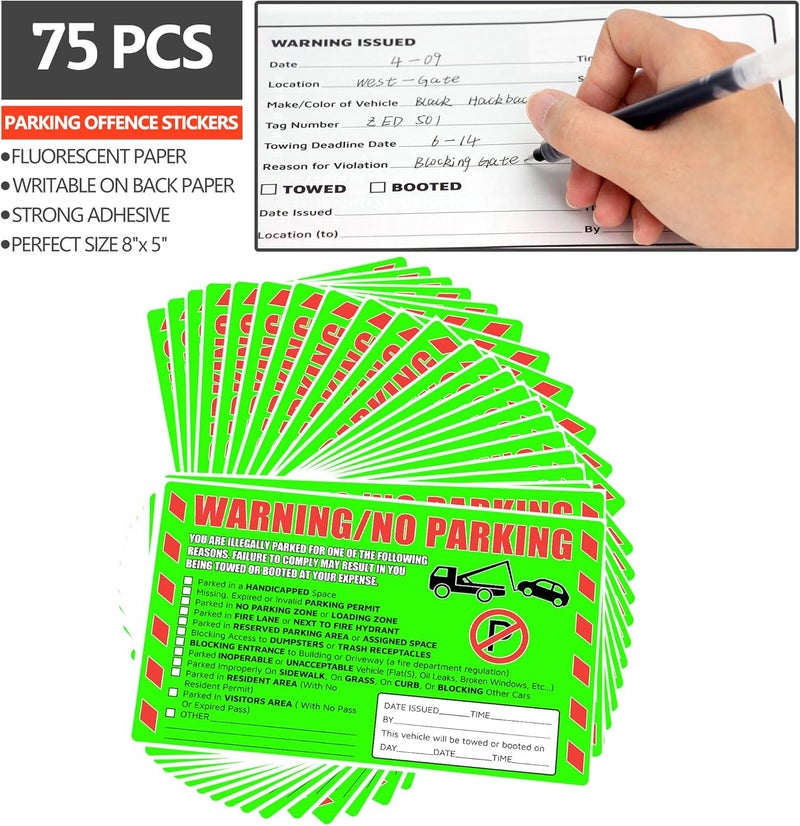 GUEER Parking Violation Stickers You are Illegally Parked Multi Reasons Hard to Remove Tow Warning Private Parking Warning Sticker for Car Windows (75 Pcs) - Image 2
